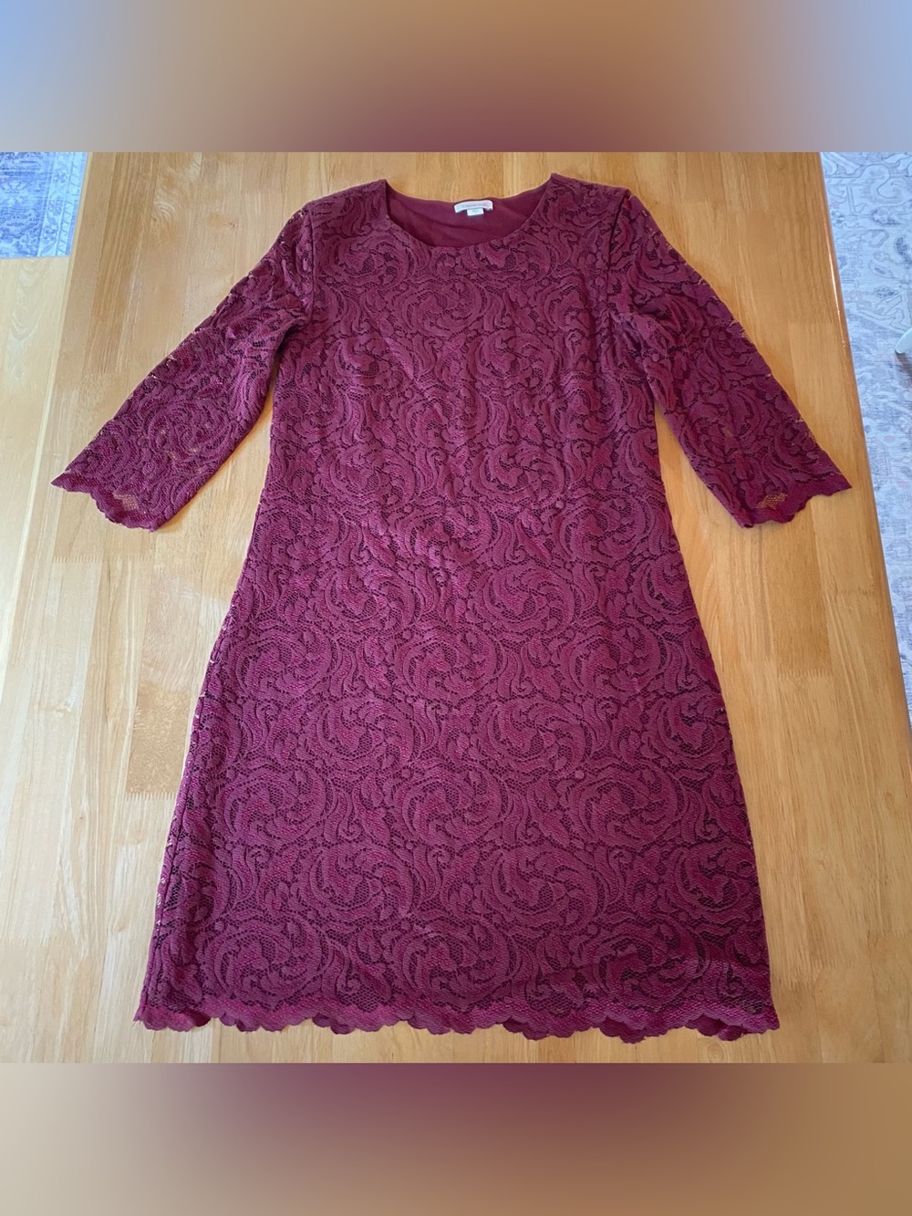 Garnet Hill Lace Dress Deep Rhubarb Burgundy Size 6